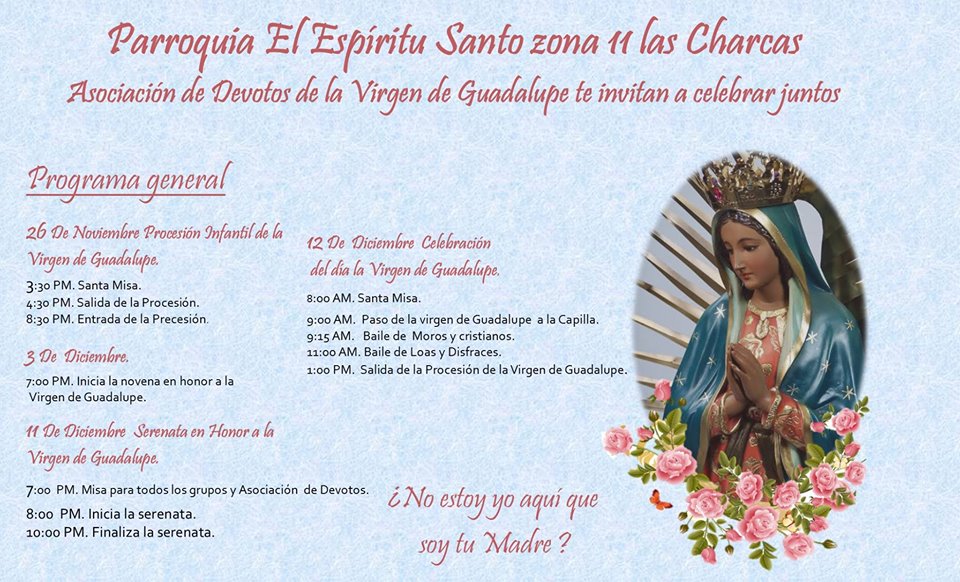 Afiche Virgen Guadalupe Parroquia Espiritu Santo