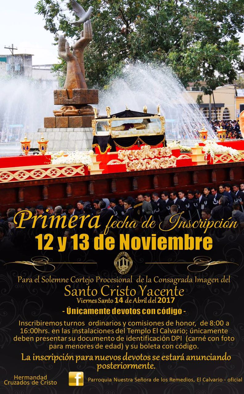 Primera Fecha inscripciones Calvario