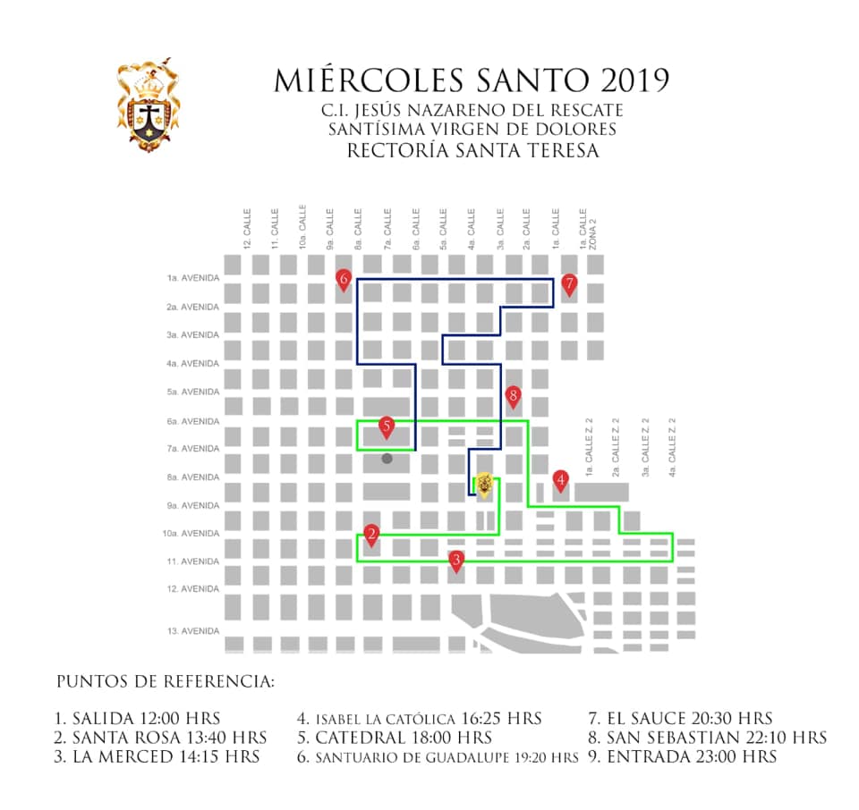 Recorrido Santa Teresa Miercoles Santo 2019
