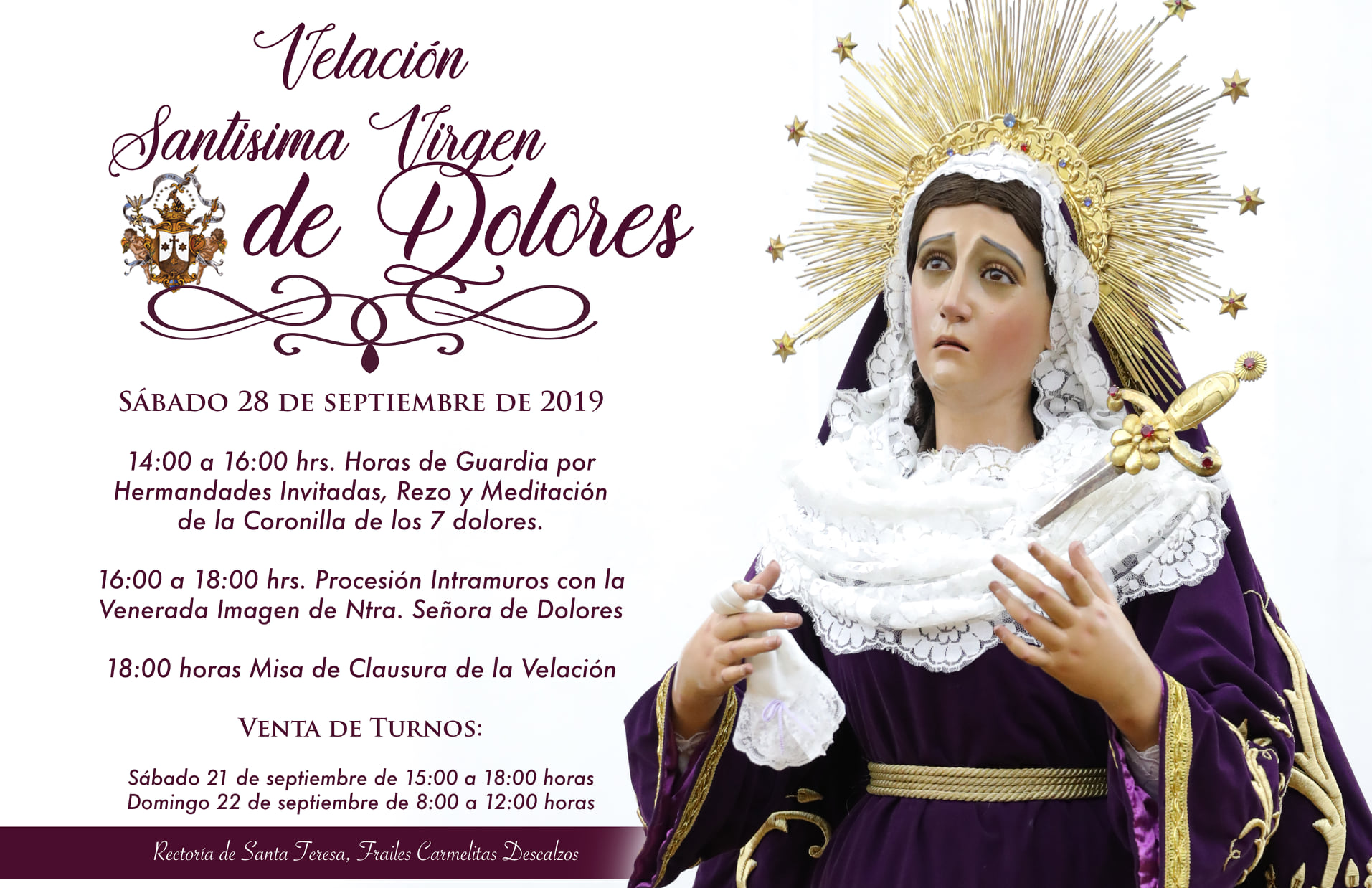 Velacion Virgen de Dolores Santa Teresa 2019