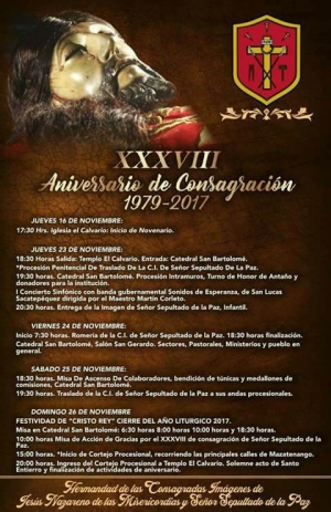 [Afiche] Actividades a Realizarse por la Velación del Señor Sepultado de la Paz en Mazatenango