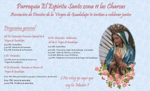 [Afiche] Actividades a Realizarse por la Fiesta de la Virgen de Guadalupe en la Parroquia Espíritu Santo