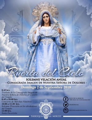 [Velación] Afiche de actividades a realizarse por la Velación Anual de la Virgen de Dolores del Templo de la Merced
