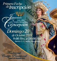 Primera Fecha de Inscripciones Procesión Inmaculada Concepción Catedral Metropolitana 2019