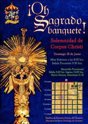 [Afiche] Recorrido de la Procesión de Corpus Christi en el Templo de Santo Domingo 18 de junio