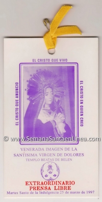 Turno Virgen de Dolores Beatas de Belén 1997