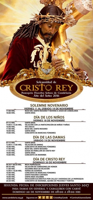 [Afiche] Actividades a Realizarse por la Solemnidad de Cristo Rey con Jesús Nazareno de Candelaria
