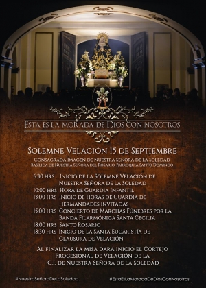 [Afiche] Actividades a realizarse por la Velación de Nuestra Señora de Soledad de Santo Domingo