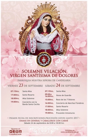 [Pregón] Actividades a realizarse por la Velación anual de la Virgen de Dolores Templo de Candelaria