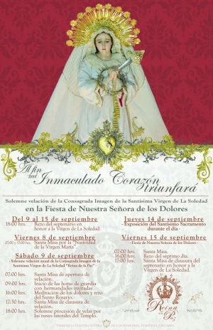 [Afiche] Actividades a realizarse por la Velación Anual de la Virgen de Soledad del Templo del Calvario
