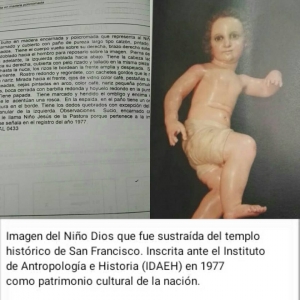 Imagen de Niño Dios fue robada del Templo de San Francisco