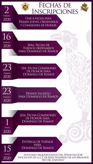 [Inscripciones Cuaresma y Semana Santa 2020] Procesiones Primer Jueves de Cuaresma y Domingo de Ramos Templo de San Jos&eacute;