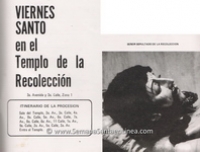 Itinerario Señor Sepultado de la Recolección Publicado en la Revista Bodas de Oro de la Candelaria 1977