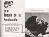 Itinerario Se&ntilde;or Sepultado de la Recolecci&oacute;n Publicado en la Revista Bodas de Oro de la Candelaria 1977