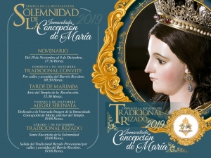 [Afiche] Actividades y Rezado Inmaculada Concepci&oacute;n del Templo de la Recolecci&oacute;n